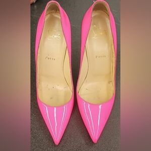 Christian Louboutin Hot Pink Patent Pointed-Toe Pumps